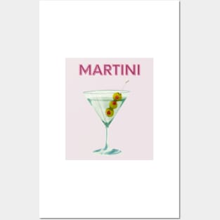 Cute Feminine Y2k Girly Martini Cocktail Print Posters and Art